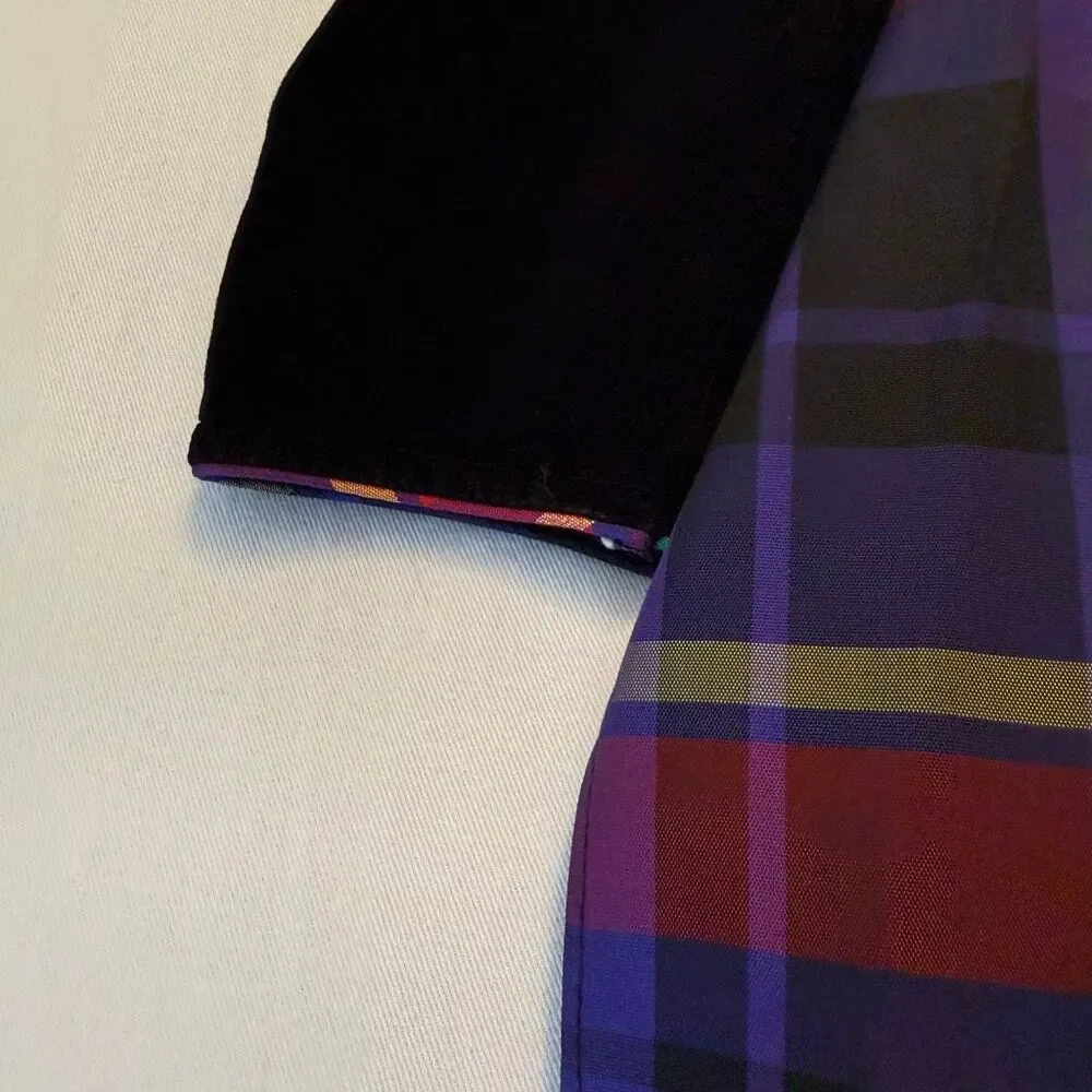 Vintage Polly Flinders | Velvet & Plaid Holiday Dress | Gold Button Back | Girls